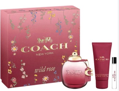 COACH WILD ROSE  3PC SET 3 oz EDP SP with mini & 3.3 oz BODY LOTION