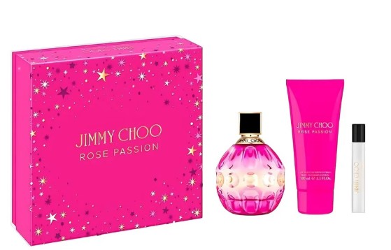 Jimmy Choo Rose Passion 3-Piece Gift Set for Women – 3.4 oz EDP, 3.4 oz Body Lotion, 0.25 oz EDP