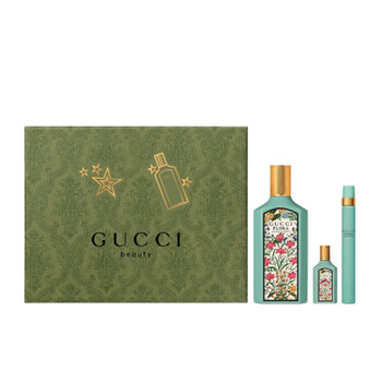 Gucci Flora Gorgeous Jasmine 3-Piece Gift Set for Women – 3.3 oz EDP Spray, 0.16 oz EDP Splash, 0.33 oz EDP Travel Spray 