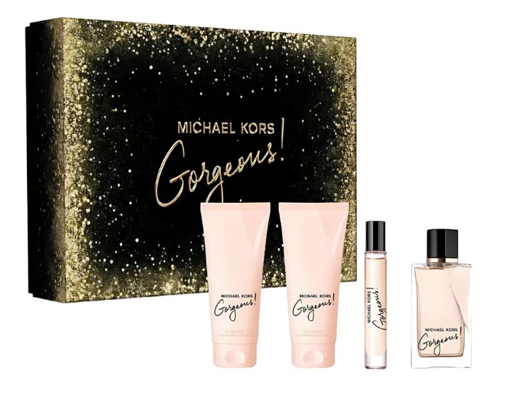 Michael Kors Gorgeous 4-Piece Gift Set for Women – 3.4 oz EDP, 3.4 oz Body Lotion, 3.4 oz Shower Gel, 0.34 oz Mini 