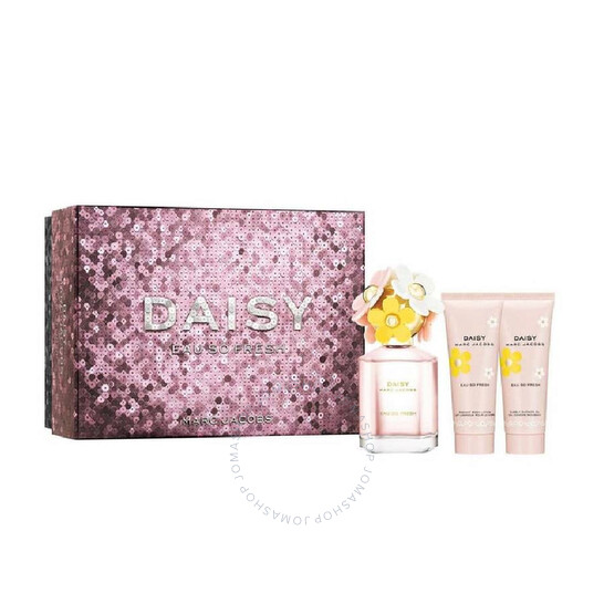 Marc Jacobs Daisy Eau So Fresh 3-Piece Gift Set for Women – 2.5 oz EDT Spray, 2.5 oz Body Lotion, 2.5 oz Shower Gel