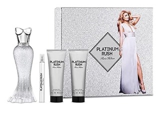 Paris Hilton Platinum Rush 4-Piece Gift Set for Women – 3.4 oz EDP Spray, 0.33 oz EDP Mini Spray, 3.0 oz Body Lotion, 3.0 oz Shower Gel.