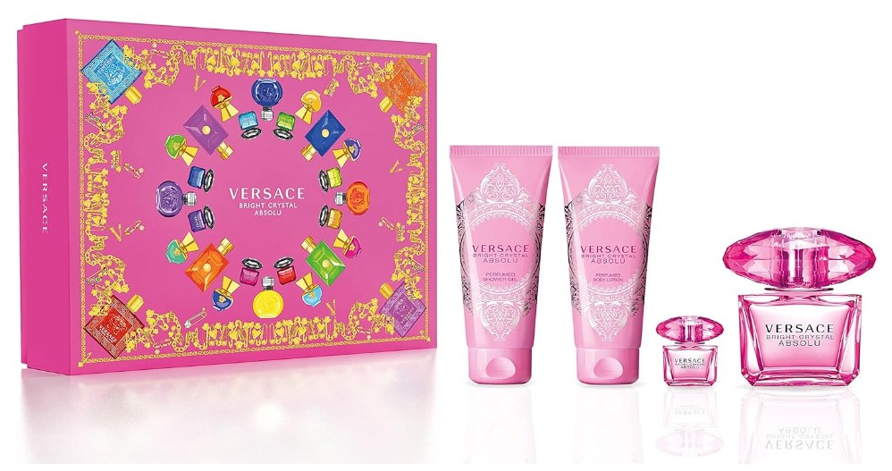 Versace Bright Crystal Absolu 4-Piece Gift Set for Women – 3.0 oz EDP, 3.4 oz Body Lotion, 3.4 oz Shower Gel, Mini. 