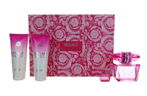 Versace Bright Crystal Absolu 4PC Gift Set for Women: 3.0 oz EDP Spray + 0.17 oz EDP + 3.3 oz Body Lotion + 3.3 oz Shower Gel 