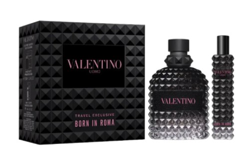 Valentino Uomo Born in Roma Set for Men: 2-Piece Set - 3.4 oz EDT with Travel Spray