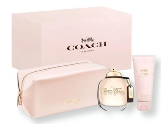 Coach New York 3-Piece Gift Set for Women – 3.0 oz EDP, 3.3 oz Body Lotion, Pouch 