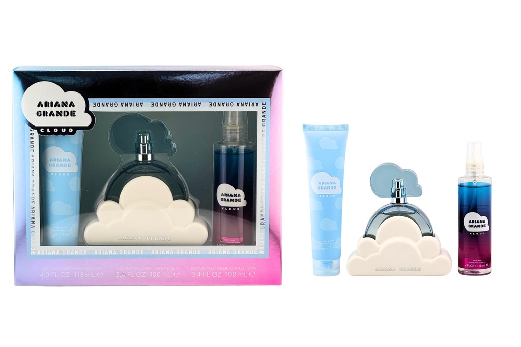 Ariana Grande Cloud 3-Piece Gift Set for Women: 3.4oz EDP Spray, 4oz Body Mist, and 3.4oz Body Lotion