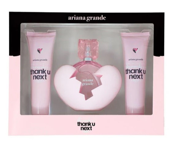 Ariana Grande Thank U Next Women Gift Set | 3-Piece: 3.4 oz EDP Spray, 4 oz Body Mist, 3.4 oz Body Soufflé