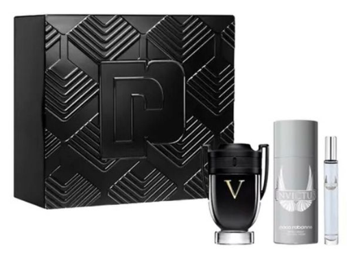Paco Rabanne Invictus Victory 3-Piece Gift Set for Men – 3.4 oz EDP Spray, 5.0 oz Deodorant Spray, 0.33 oz Travel Spray