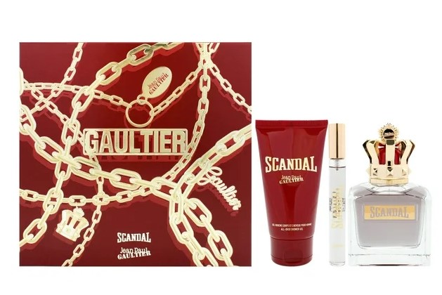 Jean Paul Gaultier Men's Scandal Gift Set – 3 Pieces: 3.4 oz EDT Spray, 0.34 oz EDT Spray, and 2.5 oz Shower Gel