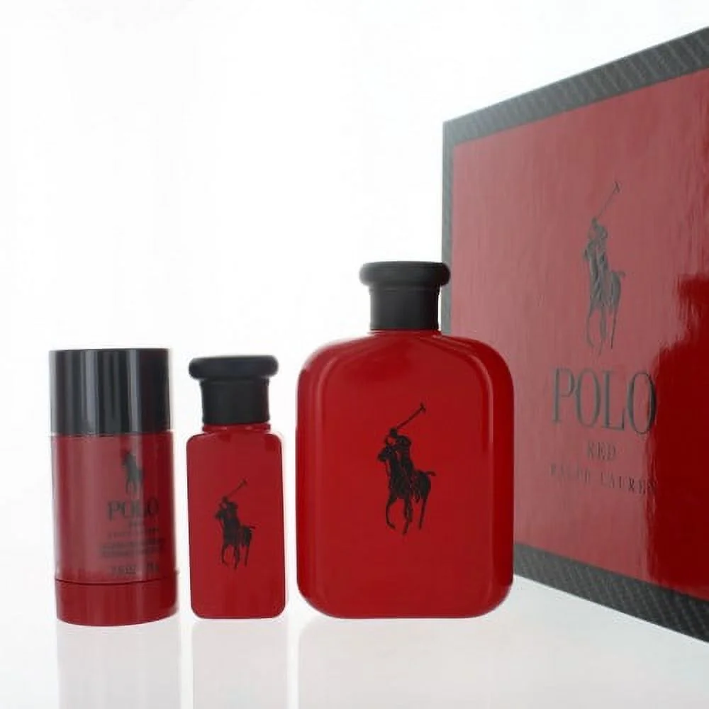 Ralph Lauren Polo Red Men's 3-Piece Gift Set | 4.2 oz EDT Spray, 1.36 oz Travel Spray, Deodorant