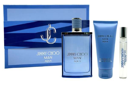 Jimmy Choo Man Aqua 3-Piece Gift Set | 3.3 oz EDT, 3.3 oz Shower Gel, 0.25 oz Travel Spray