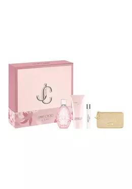 Jimmy Choo L’Eau 3-Piece Gift Set | 3.3 oz EDT, 0.25 oz Travel Spray, 3.3 oz Body Lotion, Trousse Pouch