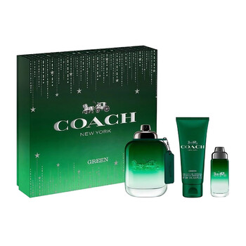 Coach Men's Green Gift Set: 3-Piece Set - 3.3 oz EDT Spray, 0.5 oz EDT Spray, and 3.3 oz Shower Gel in Gift Box