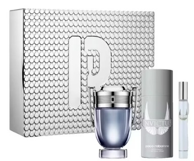 Paco Rabanne Invictus 3-Piece Gift Set for Men: 3.4oz EDT Spray, 0.34oz EDT Travel Spray, and 5.0oz Deodorant Spray