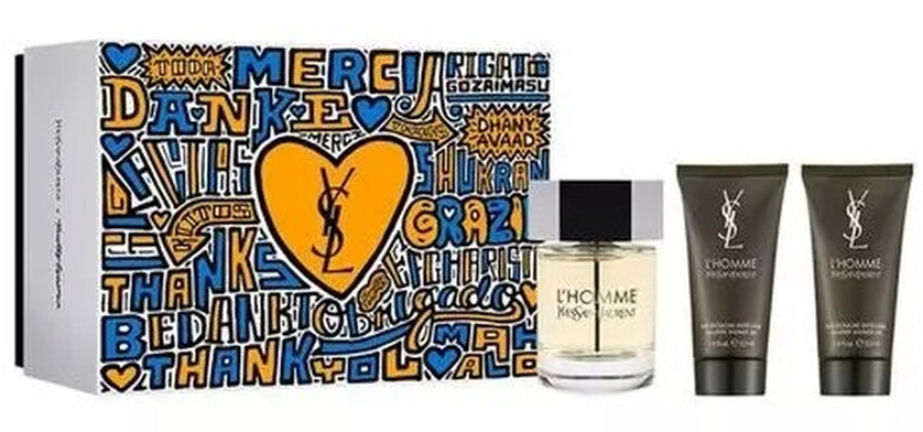 Yves Saint Laurent L'Homme edt 3.4 Oz + 2 1.6 Oz Shower Gel Men Set 