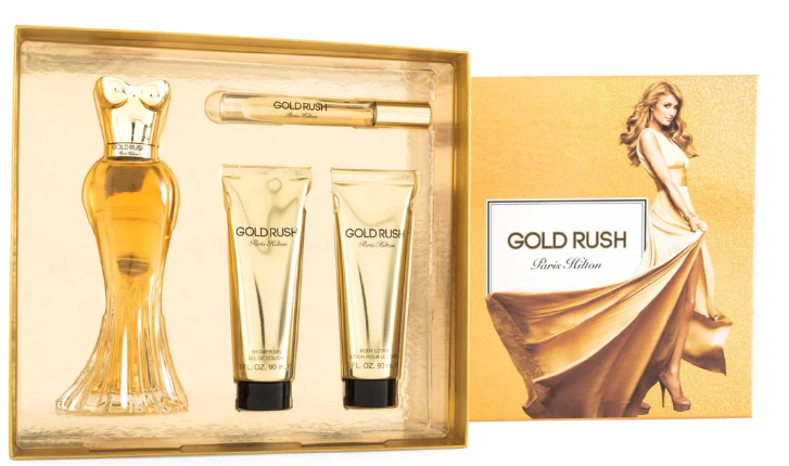 Paris Hilton Gold Rush edp 3.4 Oz+0.34 Oz+Body Lotion 3 Oz+Shower Gel 3 Oz Set Women
