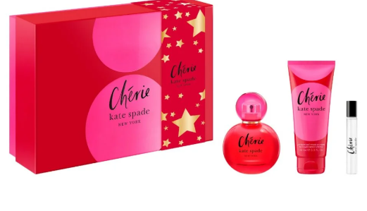 Kate Spade Cherry Edp 3.4 Oz + Edp 0.25 Oz + Body Lotion 3.3 Oz Women Gift Set 