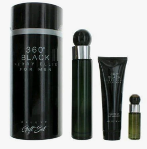 Perry Ellis 360 Collection Noir 3-Piece Gift Set | 3.4 oz EDT, 3 oz Shower Gel, Mini 