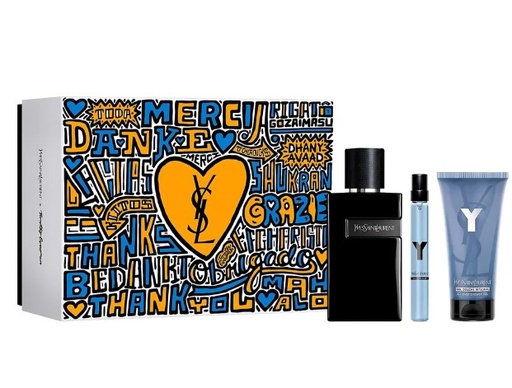 Y Le Parfum 3-Piece Cologne Men Gift Set: 3.3oz Le Parfum Spray, 0.33oz Travel Spray, & 1.7oz Shower Gel. 