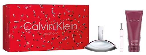 Calvin Klein Euphoria 3-Piece Gift Set for Women – 3.3 oz EDP Spray, 0.33 oz Mini Spray, 6.7 oz Body Lotion 