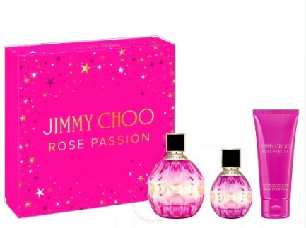 Jimmy Choo Rose Passion 3-Piece Gift Set for Women – 3.4 oz EDP, 3.4 oz Body Lotion, 0.25 oz EDP