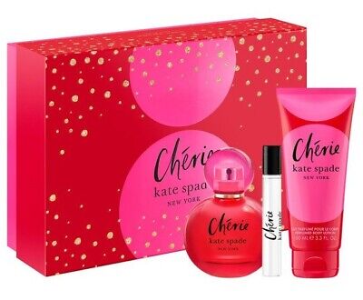 Kate Spade Cherie 3-Piece Gift Set for Women – 3.3 oz EDP Spray, 0.25 oz EDP Spray, 3.3 oz Body Lotion 