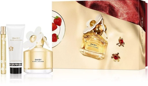 Marc Jacobs Daisy 3-Piece Gift Set for Women: 3.3 oz EDT Spray + 2.5 oz Body Lotion + 0.33 oz Mini EDT Spray