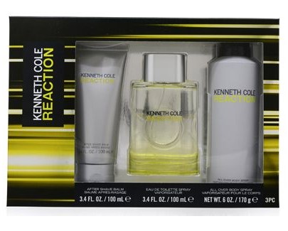 Kenneth Cole Reaction 3 Piece Men's Set 3.4 oz EDP Spray with 3.4 oz After Shave Balm & 0.6 oz Body Spray