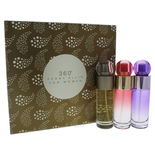 Perry Ellis 360 Trio for Women 3-Piece Gift Set – 1.0 oz Regular EDP, 1.0 oz Coral EDP, 1.0 oz Purple EDP 