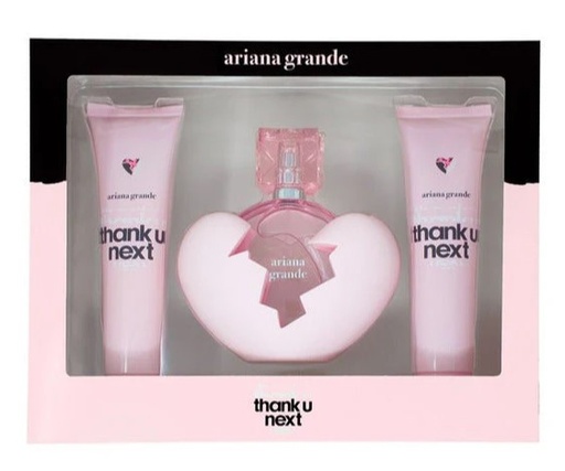 Ariana Grande Thank U Next Women Gift Set | 3-Piece: 3.4 oz EDP Spray, 4 oz Body Mist, 3.4 oz Body Soufflé