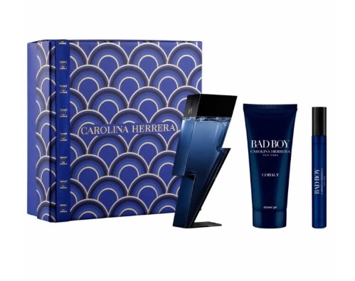 Carolina Herrera Bad Boy Cobalt EDP 3-Piece Gift Set Men: 3.4oz EDP Spray, 3.4oz Shower Gel, 0.34oz EDP Travel Spray
