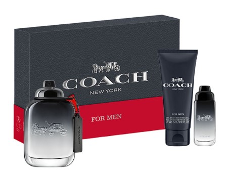 Coach New York Men's 3-Piece Set | 3.4 oz EDT, 3.4 oz Shower Gel, 0.5 oz EDT Travel Spray 