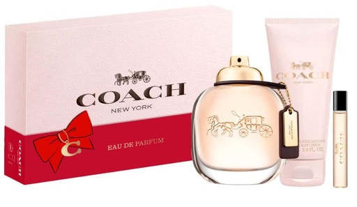 Coach New York 3-Piece Gift Set for Women – 3.0 oz EDP Spray, 3.4 oz Body Lotion, 0.25 oz EDP Travel Spray