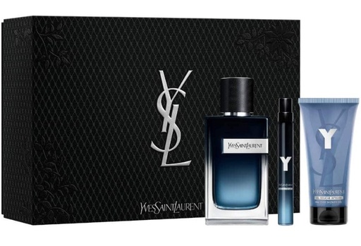 Yves Saint Laurent Men's Y 3-Piece Gift Set: 3.4 oz EDP (Refillable), 0.33 oz EDP, 3.3 oz Shower Gel 