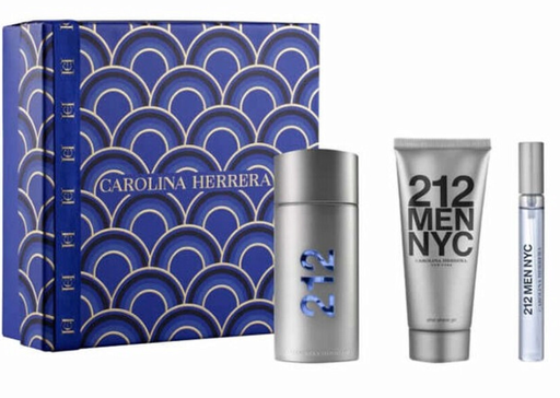 212 by Carolina Herrera 3-Piece Men's Gift Set: 3.4 oz EDT Spray + 0.34 oz EDT Travel Spray + 3.4 oz After Shave