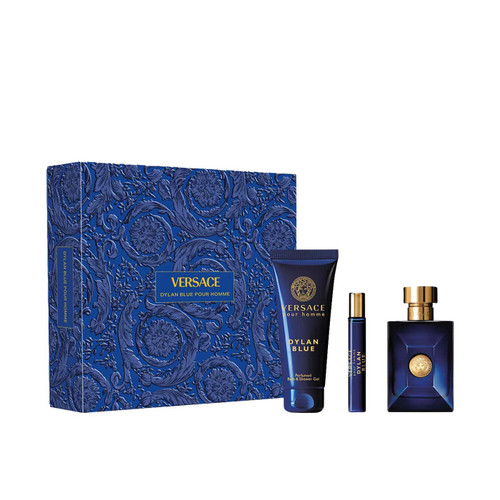 Versace Dylan Blue Pour Homme 3-Piece Gift Set | 3.4 oz EDT, 0.3 oz Travel Spray, 5.0 oz Shower Gel