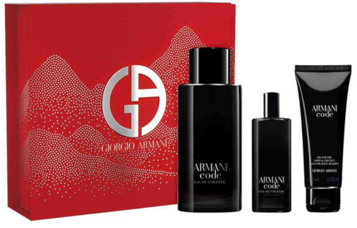 Armani Code 3 Pcs Set For Men: 4.2 Eau De Toilette Spray + 0.5 Eau De Toilette Spray + 2.5 Body Shampoo