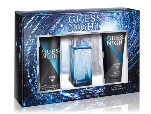 Guess Men's Night 3-Piece Gift Set for Men: 3.4 oz EDT, 6.7 oz Shower Gel, and 6.0 oz Body Spray