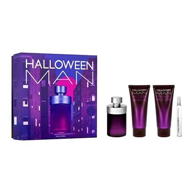 Halloween Man by J. Del Pozo for Men 4-Piece Gift Set: 4.2 oz EDT Spray, 0.34 oz EDT Spray, 3.4 oz All Over Shower Gel, and 3.4 oz Moisturizing Face Care