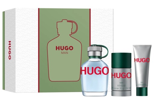 Hugo Boss Men's Hugo Gift Set: 4.2 oz EDT Spray, 2.5 oz Deodorant Stick (Green), and 1.6 oz Shower Gel