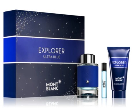 Mont Blanc Explorer Ultra Blue Men's 3-Piece Set: 3.3 oz EDP Spray, 2.0 oz Shower Gel, and 1.0 oz EDP Spray