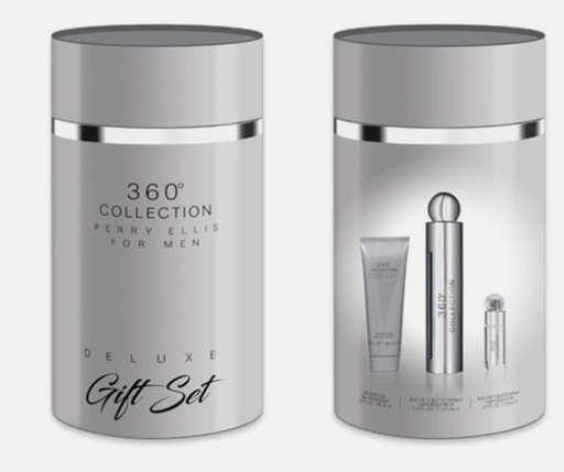 Perry Ellis 360 Collection For Men's EDT Spray 3.4 Oz + Shower Gel 3 Oz + 0.3 Oz Mini Set